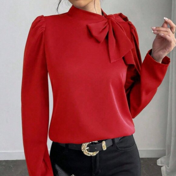 Bow-Tie Long Sleeve Blouse - Picture 3 of 4